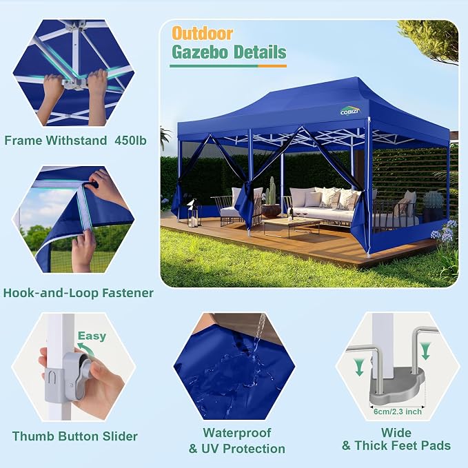 COBIZI 10x20 Canopy Tent, Heavy Duty Pop up Canopy - Image 2