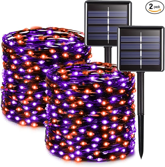 JMEXSUSS 2 Pack Solar Halloween Lights Outdoor Waterproof, Total 66FT 200 LED by JMEXSUSS