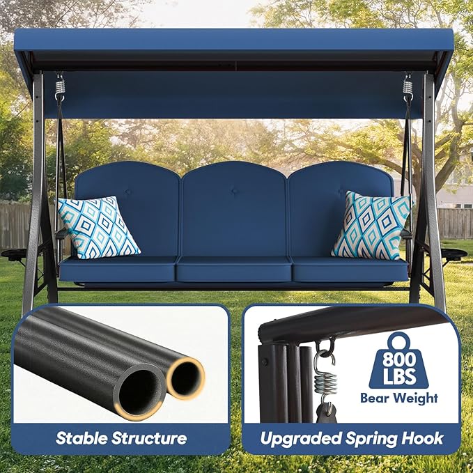 3 Seat Outdoor Porch Patio Swing - Image 4