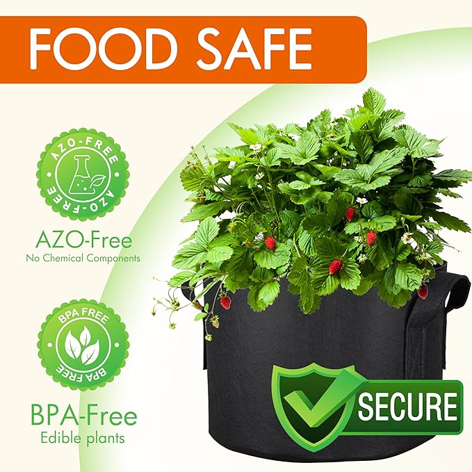 Gardzen 6-Pack 20 Gallon Grow Bags, Aeration Fabric Pots - Image 2