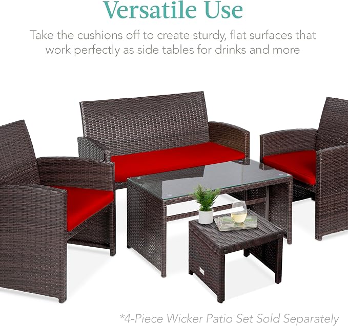 Best Choice Products Set of 2 Wicker Ottomans, Additional Seating, Side Table - Image 4