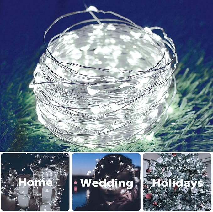 2 Pack Total 200 LED 66FT Solar Powered Copper Wire String Lights Outdoor - Image 3