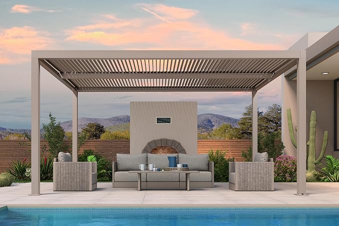 PURPLE LEAF Louvered Pergola 10' × 15' Outdoor Hardtop Gazebo Adjustable - Image 2