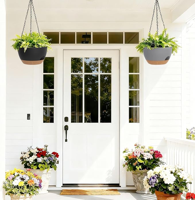 8 Inch Hanging Planters for Indoor Outdoor Plants, 4 Pack Plastic Self Watering - Image 7