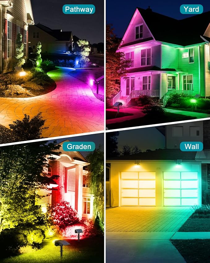 Solar Spot Lights Outdoor Waterproof IP65, RGB Christmas 7 Modes Color Changing - Image 2