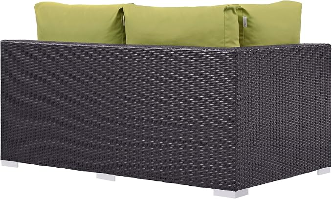 Modway Convene Wicker Rattan Outdoor Patio Left Arm Loveseat in Espresso Peridot - Image 3