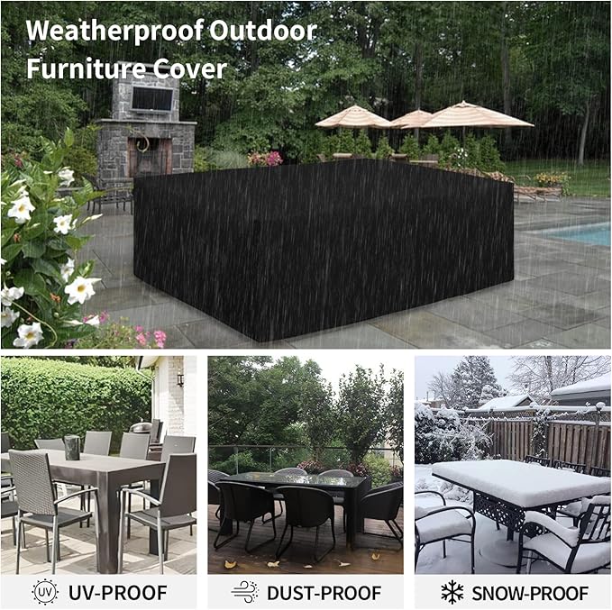 Easy-Going 600D Heavy Duty Patio Furniture Cover, Outdoor Rectangular Table and - Image 6