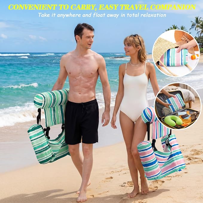 2 Pack Inflatable Pool Float for Adult Adjustable Hammock Float Chair Fabric - Image 7