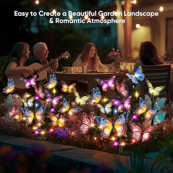 Solar Lights Outdoor Garden Decor: 4 Pack 68 Silk Butterflies - Image 3
