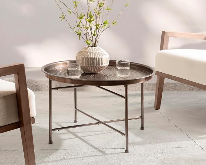 Kate and Laurel Mahdavi Modern Round Outdoor Coffee Table; 25 x 25 x 16; - Image 2