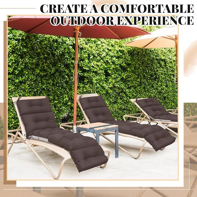 Kigley 2 Pcs Chaise Lounge Cushions 75 x 22 x 5 Inches Soft Lounge Chair - Image 7