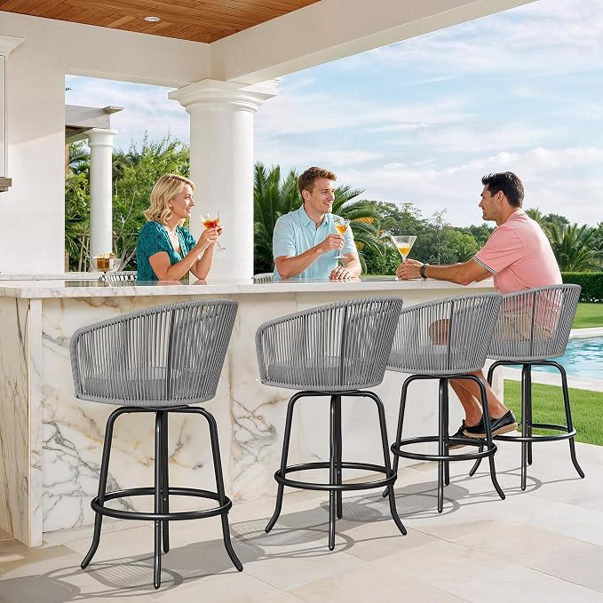 YITAHOME Patio Bar Stools Set of 2, Counter Height Swivel Bar Stools - Image 5