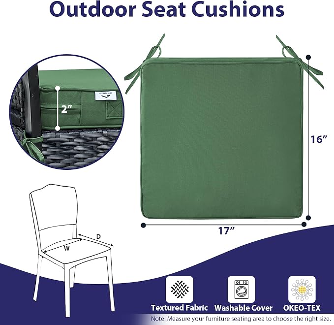 Outdoor Chair Cushions Set of 4, Waterproof Outdoor Seat Cushions - Image 6