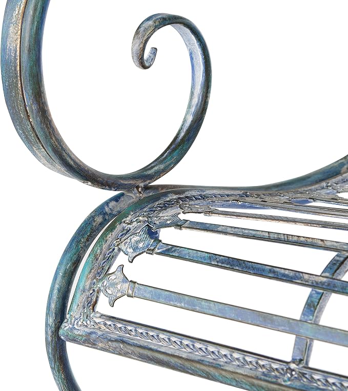 Safavieh PAT5017C Outdoor Collection Abner Antique Blue Wrought Iron 46-inch - Image 7