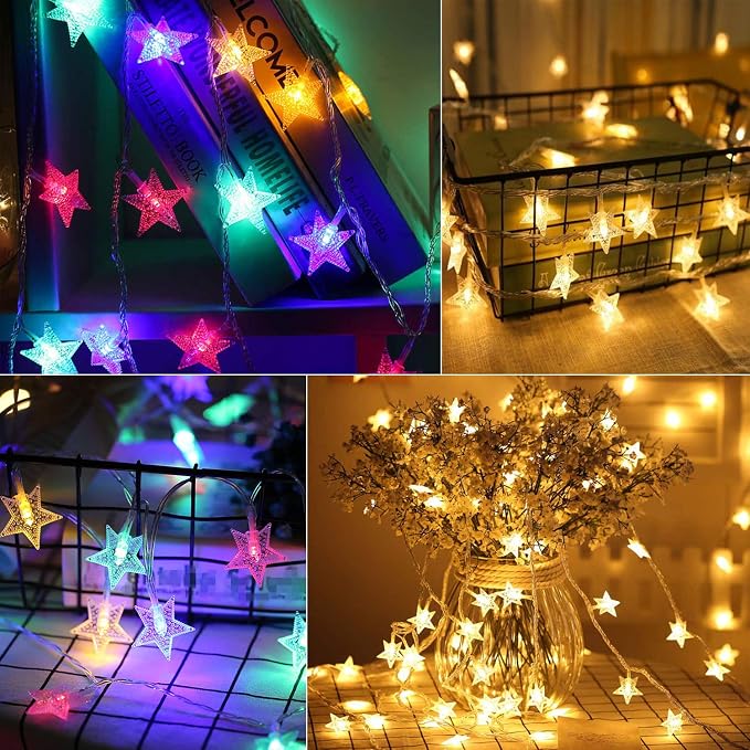 Minetom Star String Lights Plug in - 33 ft 100 LED Star Fairy String Lights - Image 3