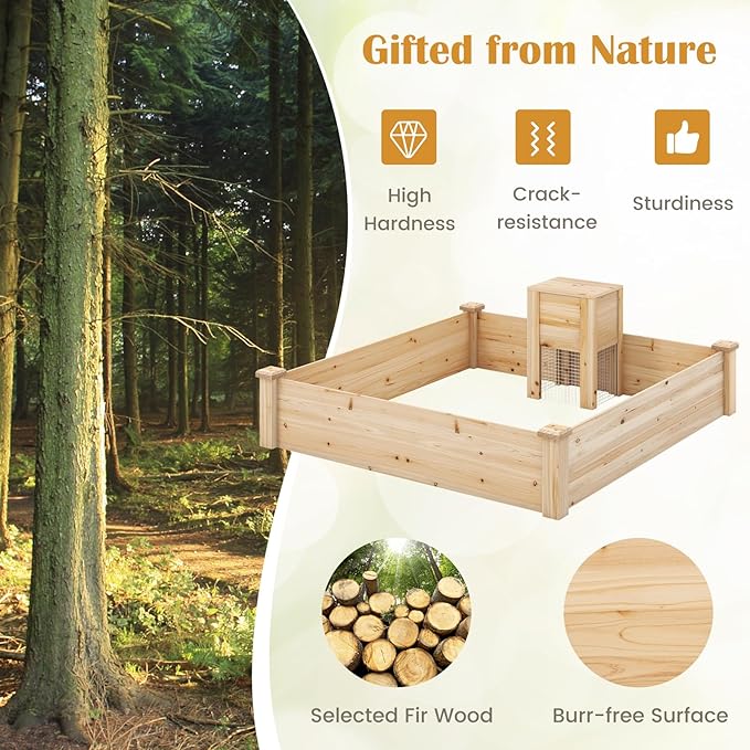Giantex Raised Garden Bed, Elevated Square Planting Bed - Image 6