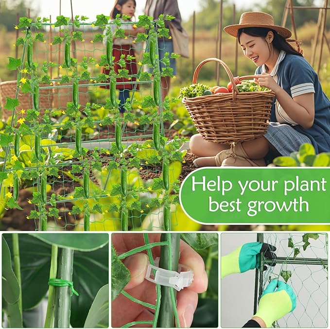32 x 53 Inch Cucumber Trellis for Climbing Plants Outdoor A-Frame Garden - Image 6