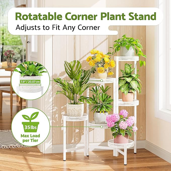 6 Tier Metal Plant Stand, 6 Potted Multiple Flower Pot Holder Shelf, - Image 2