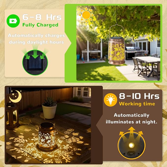 Sea Turtle Solar Lantern for Garden Outdoor Decor – Hanging Metal Light - Image 7