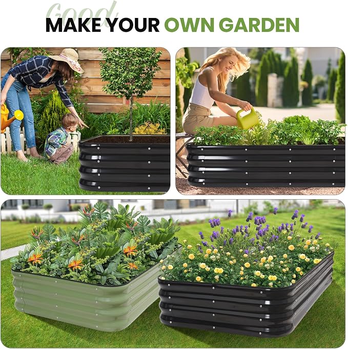 G GOOD GAIN 4-in-1 Adjustable Raised Garden Bed Kit | Galvanized Planter Boxes - Image 9