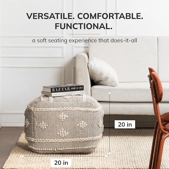 Anji Mountain 100% Handmade & Handcrafted Comfortable Home Décor Pouf Ottoman - Image 3