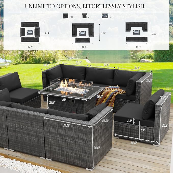 BULEXYARD 13 Piece High Back Patio Furniture Sets - Image 6