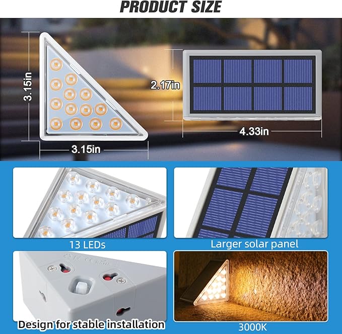 NIORSUN Solar Step Lights, 6 Pack Warm White Solar Stair Lights Outdoor - Image 7