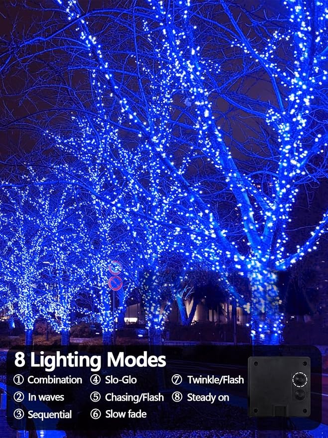 2 Pack 200 LED Solar String Lights Outdoor, Solar Christmas Lights - Image 7