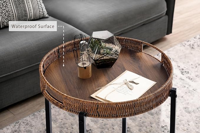 19in Round Rattan Side Table - Image 4