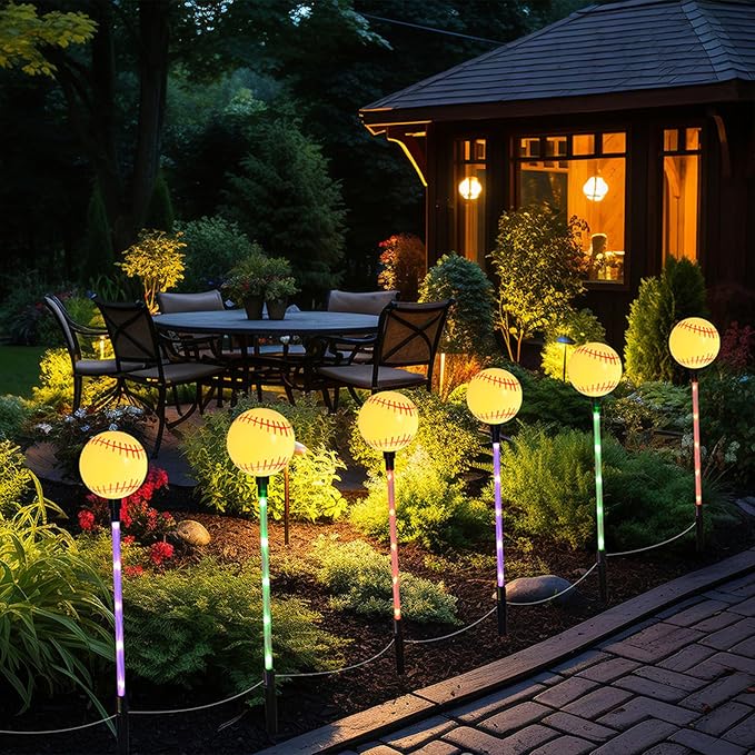 Solar Lights Outdoor, Baseball Theme LED Stake Light by AUGPET