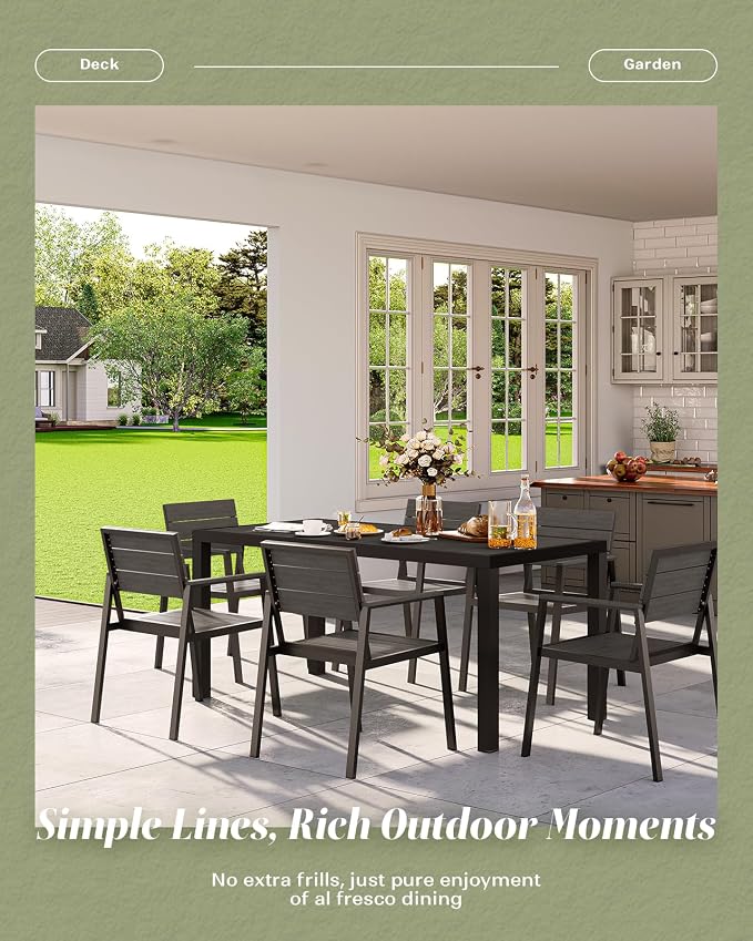 67" HDPS Outdoor Patio Dining Table, Aluminum-Edged Outdoor Dining Table - Image 7