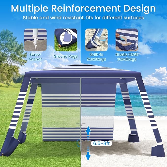 MoKo Beach Cabana, UPF 50+ Protection Easy Setup Beach Tent Sun Shelter - Image 3