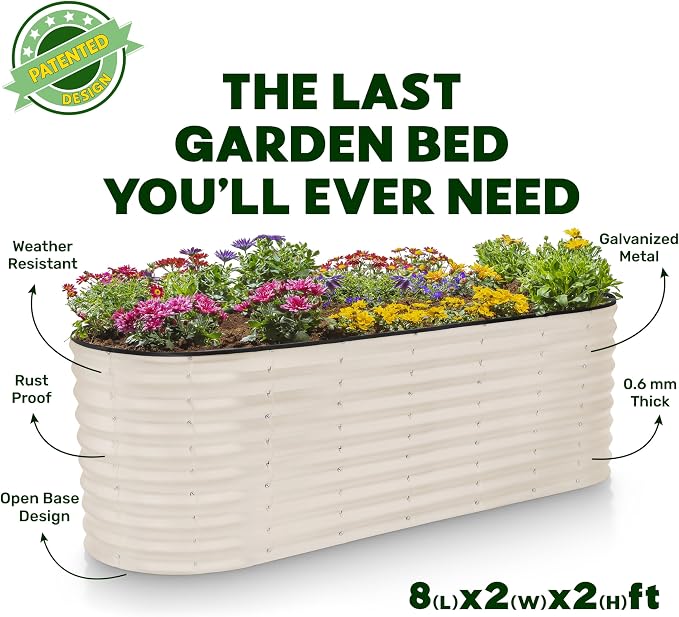 Plant & Plot Galvanized Raised Garden Beds Outdoor // 8×2×2 ft Planter Raised - Image 5