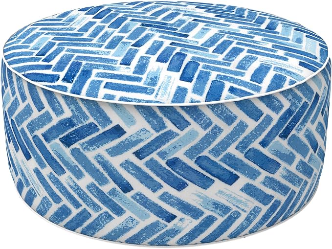 LVTXIII Indoor/Outdoor Inflatable Ottoman, All Weather Round Footrest Stool by LVTXIII