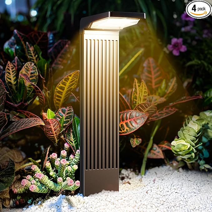 Solar Pathway Lights Outdoor 4Pack, Bright 60LED Solar Path Lights Outside by COXSENI