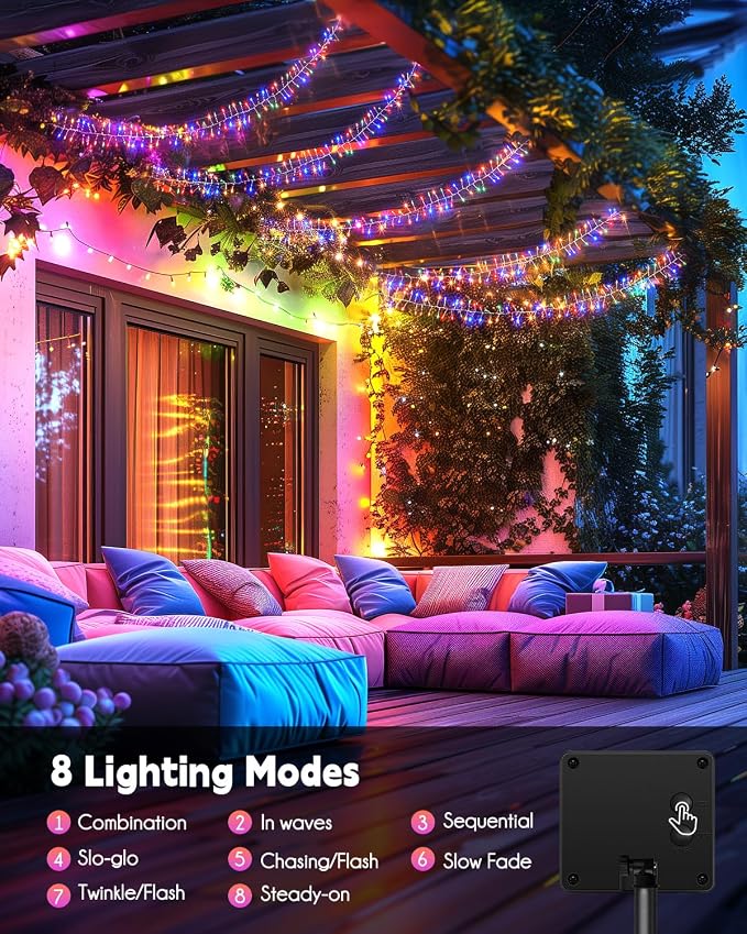 Brightown Solar Lights for Outside, 10Ft 120 LED Solar String Lights Outdoor - Image 7