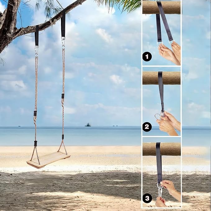 Wooden Swing Seat, Nostalgic Outdoor Wood Swing - Image 4