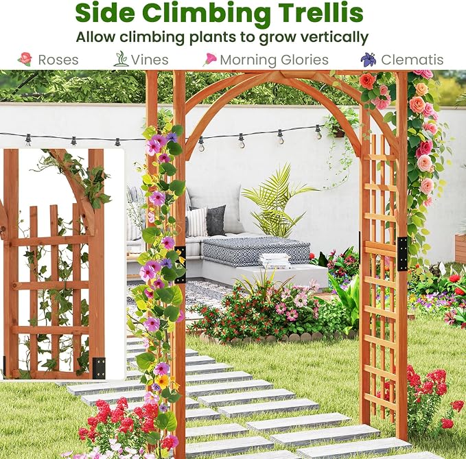 Giantex 85inch Wooden Garden Arch Wedding Arch - Image 5