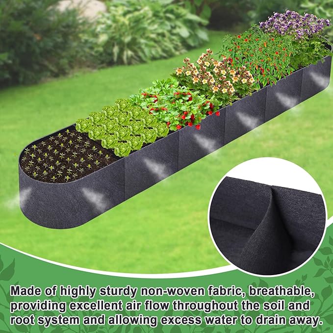 POILKMNI 12x2x1ft Oval Fabric Raised Garden Bed - Image 5