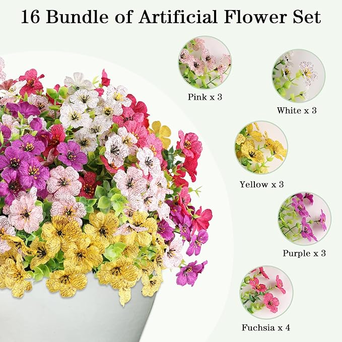 AGIRL 16 Bundles Artificial Flowers - Image 2