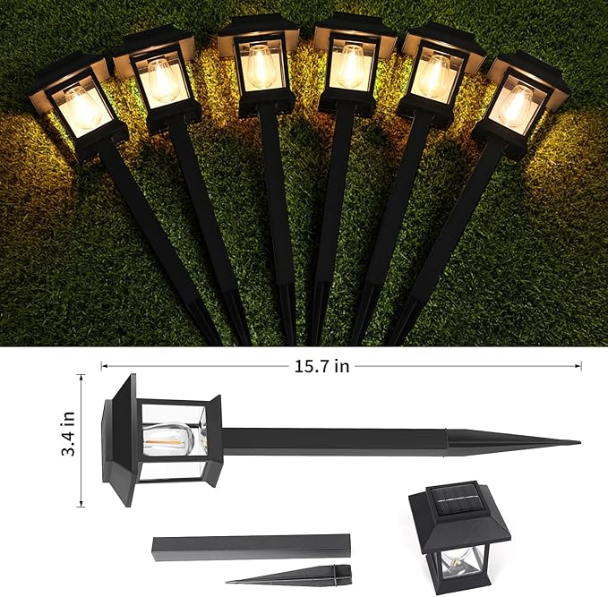 Greluna Solar Lights Outdoor, 6 Pack Waterproof Auto On/Off Solar Pathway Lights - Image 6