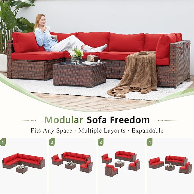 Amopatio Patio Furniture Set 7 Pieces Patio Conversation Set Outdoor Sectional - Image 5