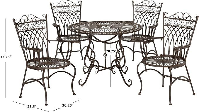 Safavieh Outdoor Collection Thessaly Antique White 5 Piece Patio Set - Image 3