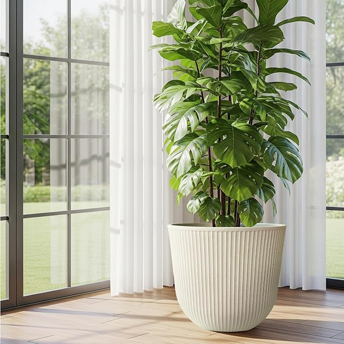 WORTH Garden Round Large Planter Pot Set of 2-17.5" Dia x 15.5" H - Image 3