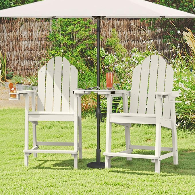 LUE BONA Tall Adirondack Chair Set of 4, All Weather HDPS Bar Height Chairs - Image 5