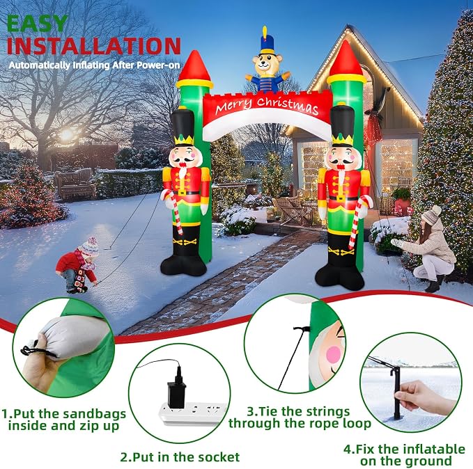 10FT Christmas Inflatable Archway, Inflatable Nutcracker Soldiers Christmas - Image 6