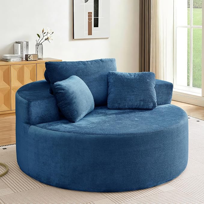 Antetek Oversized Round Chaise Longue Chair Indoor, Modern 55-inch Upholstered - Image 7