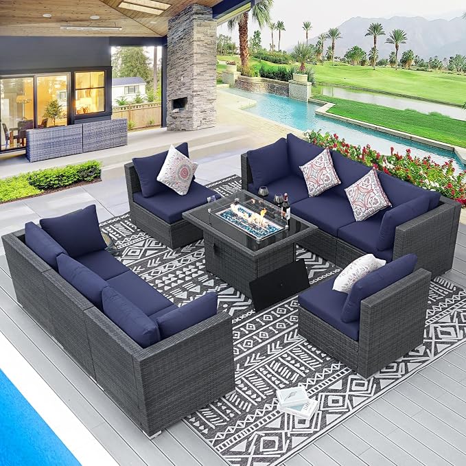 BULEXYARD 9 Piece High Back Outdoor Sectional Seating by BULEXYARDFURNITURE