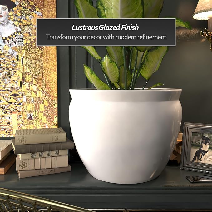 Red Lantern Large 22" White Porcelain Fishbowl Planter - Image 3