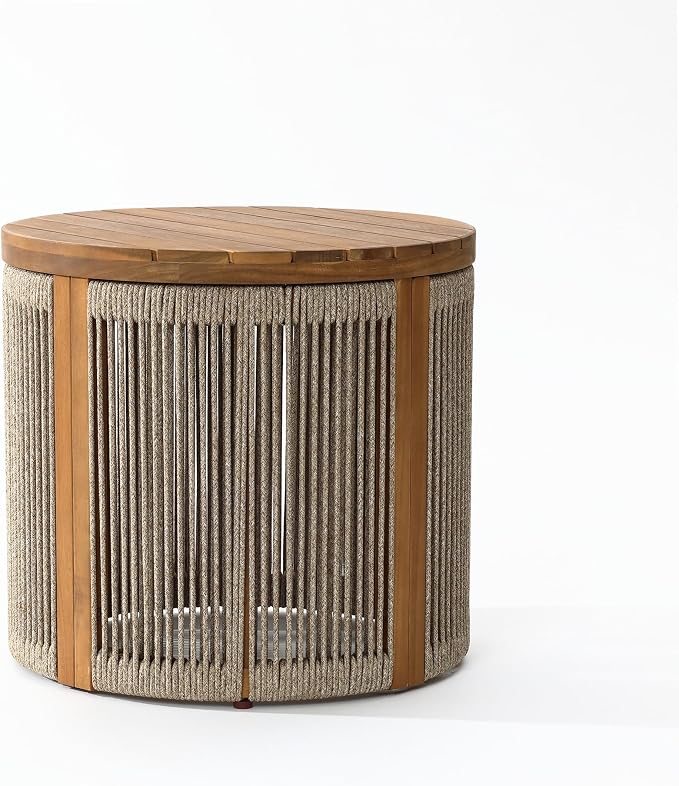 LuxenHome Outdoor Coffee Table, Garden Accent Round End Tables - Image 7